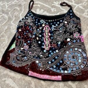 Silky beaded black camisole, size S